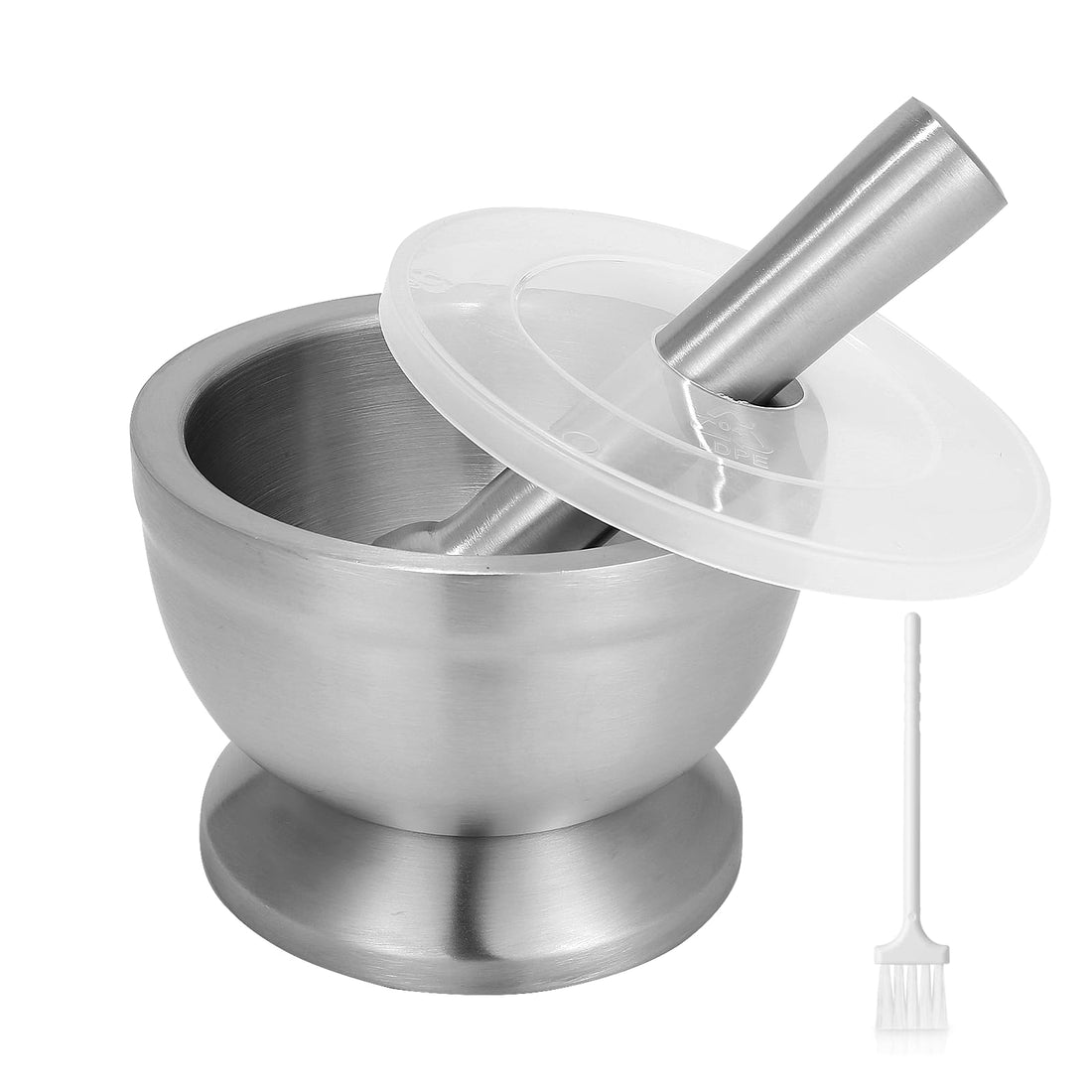 Mortar and Pestle Sets,18/8 Stainless Steel Pestle and Mortar bowl with Anti Slip Base and Comfy Grip,Pill Grinder with Lid,Make Fresh Guacamole, Salsa, Pesto, Herb Crusher, Spice Grinder.