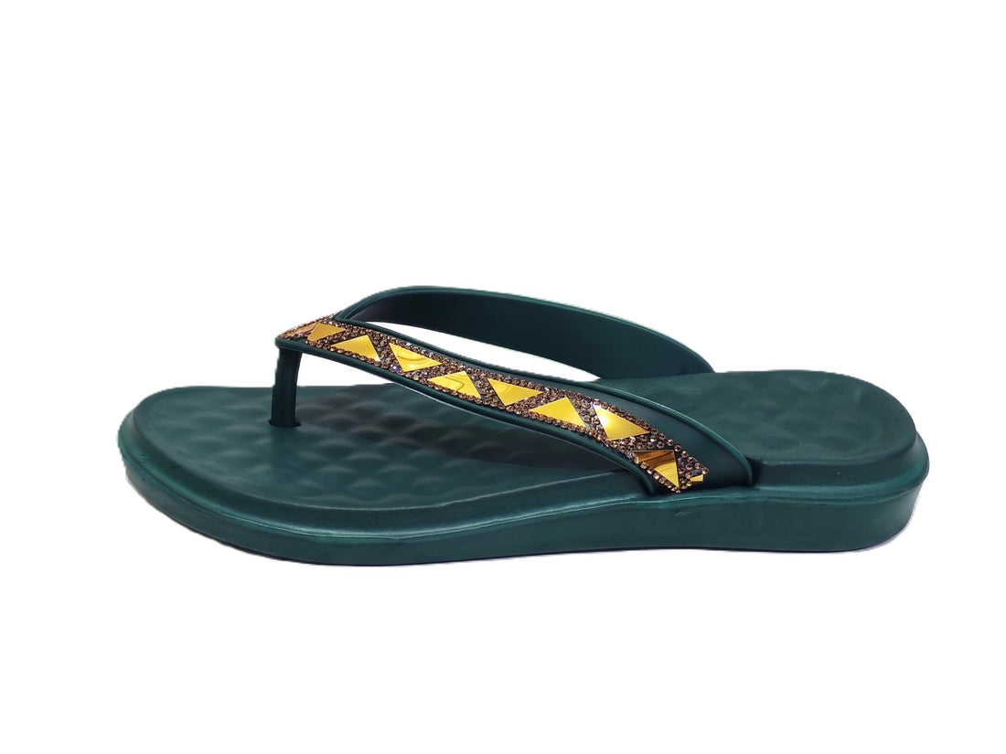 Project Z Women's Bloom Plus Slippers - Slipper - Comfortable and Flexible EVA Medical Sole - Lightweight Casual Home Beach Sandals with Gold and Silver Accents - Sizes 37-41
