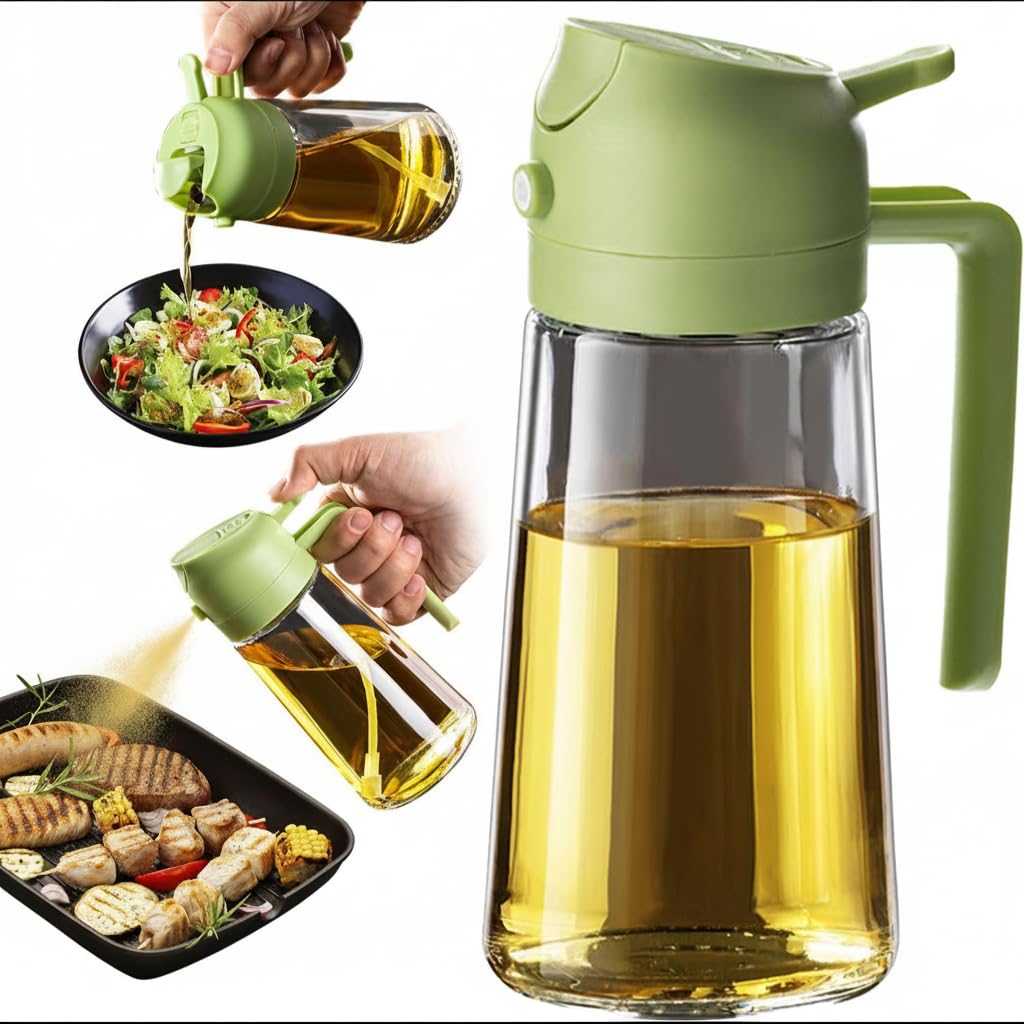 Olive Oil Sprayer for Cooking, 470ml Creative 2 in 1 Oil Sprayer for Kitchen Gadgets Air Fryer Salad BBQ Cooking Tools Random Color Send