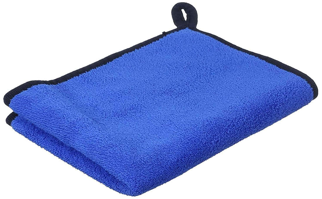 Double Face Car Drying Towel, Free Microfiber Cleaning Cloth, Premium Professional Soft Microfiber Towel, Super Absorbent Detailing Towel for Car/Windows/Screen/Kitchen - Blue * Grey