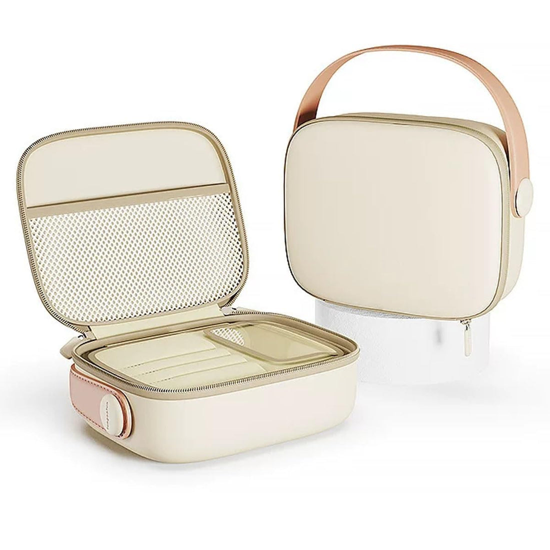 Next store Luxury Hard Shell Cosmetic Organizer Case, Professional Skincare Makeup Organizer Travel Case, Multi-Compartment Handbag Protect Valuables with Upscale Design (Beige)