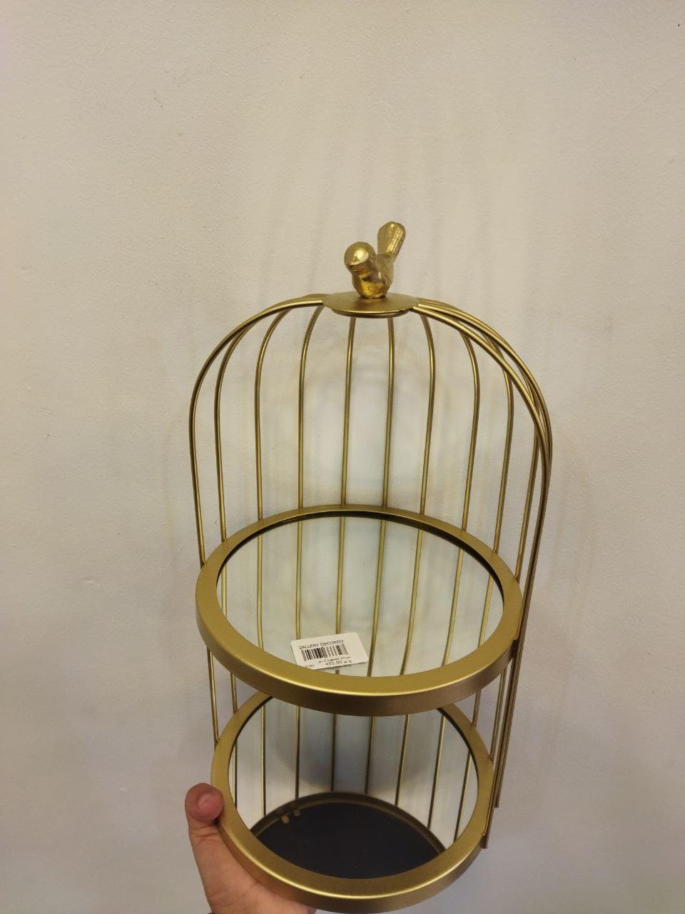 Modern Cake and Biscuit Stand with Mirror, Stainless Steel Base 2 Tier