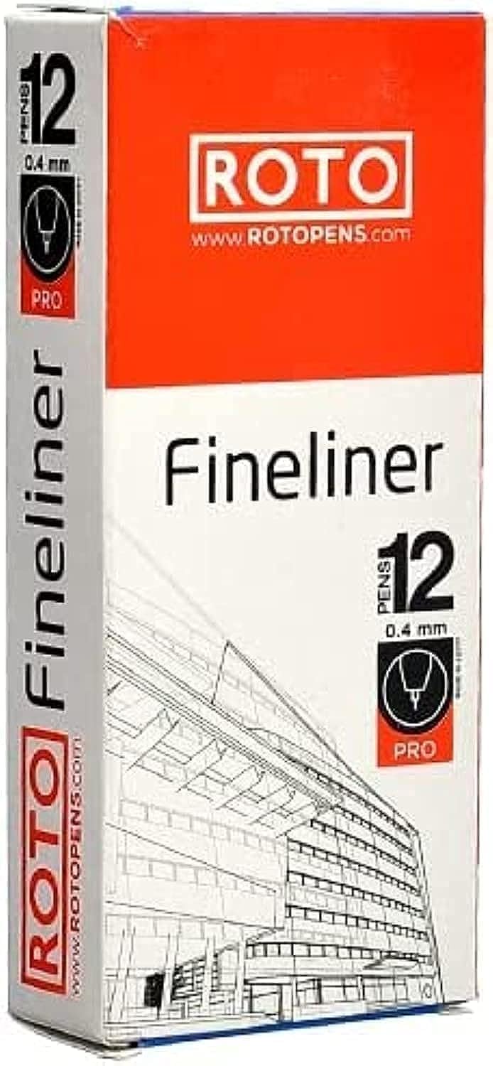 Rutto Fine Line Students and Engineers Fine Line Pens Set of 12 (Red)