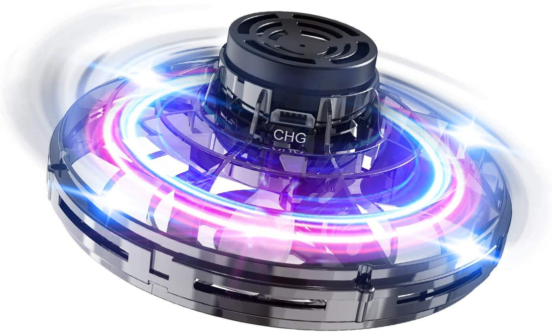 FLYNOVA Flying Toy, Hand Operated Drones Mini Drone Flying Ball Toys, Helicopter Toy with 360° Rotating and Luminous LED Lights for Children Adults Outdoor Fun (Black)