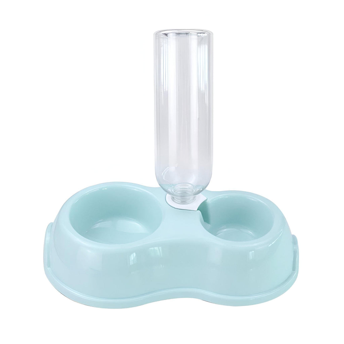 Double bowl for eating and water for pets-plastic double bowl anti-corrosion, odorless material, water filling system for easy pet care (Blue)