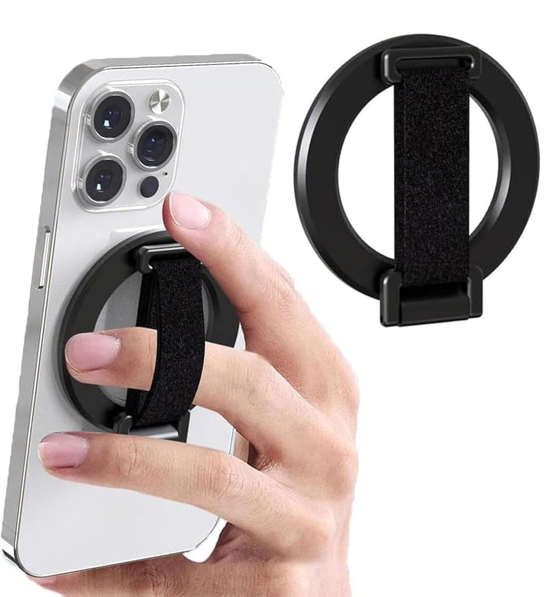 For Magsafe Phone Grip with Finger Strap, Azonee Magnetic Ring Holder Kickstand for iPhone, Removable Magnetic Phone Grip