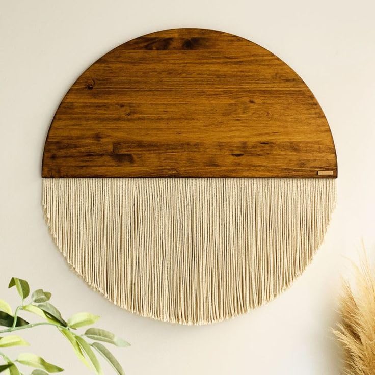 MacrameStore- Wooden Macrame Wall Decor – 50 cm - ديكور حائط خشبي مع خيوط مكرمية