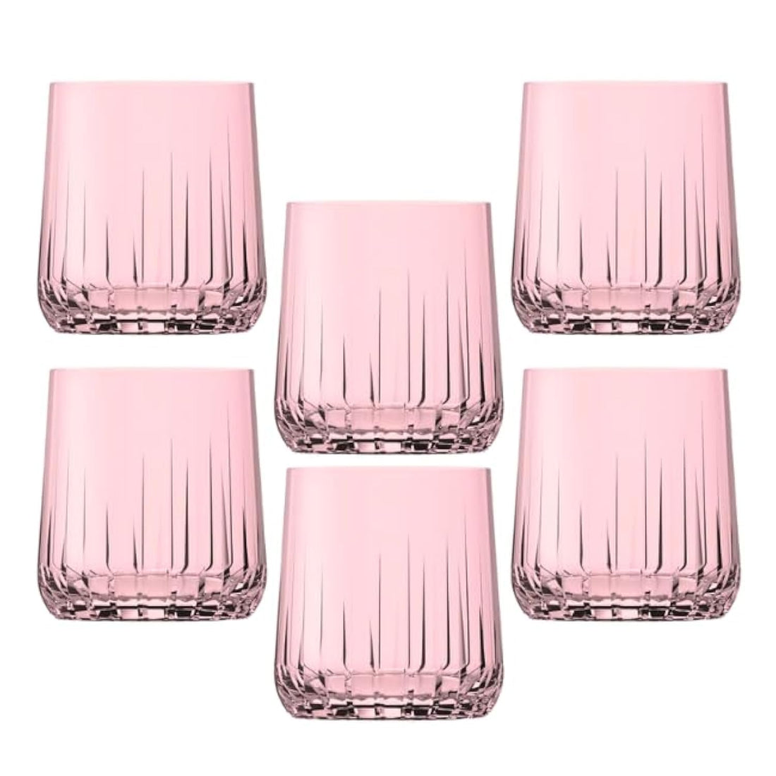 Pasabahce Nova Short Cup Set of 6 cups (315ml) For Cold Drinks and Water - Pink