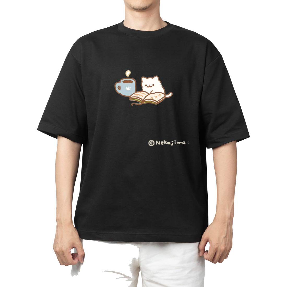 CUTE kawaii kitty cat black t-shirt oversize 100