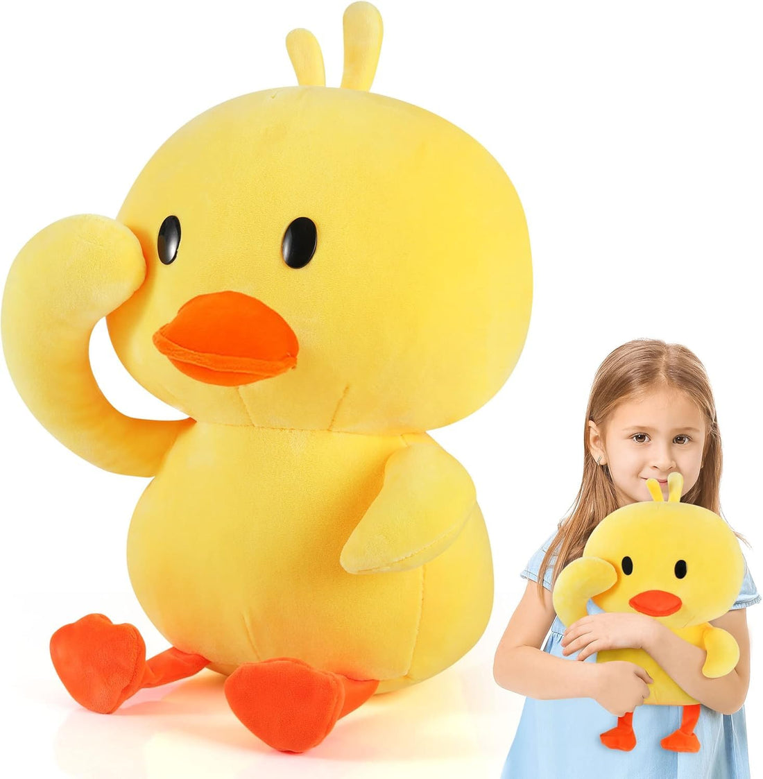 KIDSZONE 30cm Duck Stuffed Animals Plush Toy, Cute Yellow Duckling Duckie Stuff Plush Doll, Soft Funny Duck Plushie Hugging Pillow Sofa Cushion Gifts for Kids Baby Birthday Home Decoration