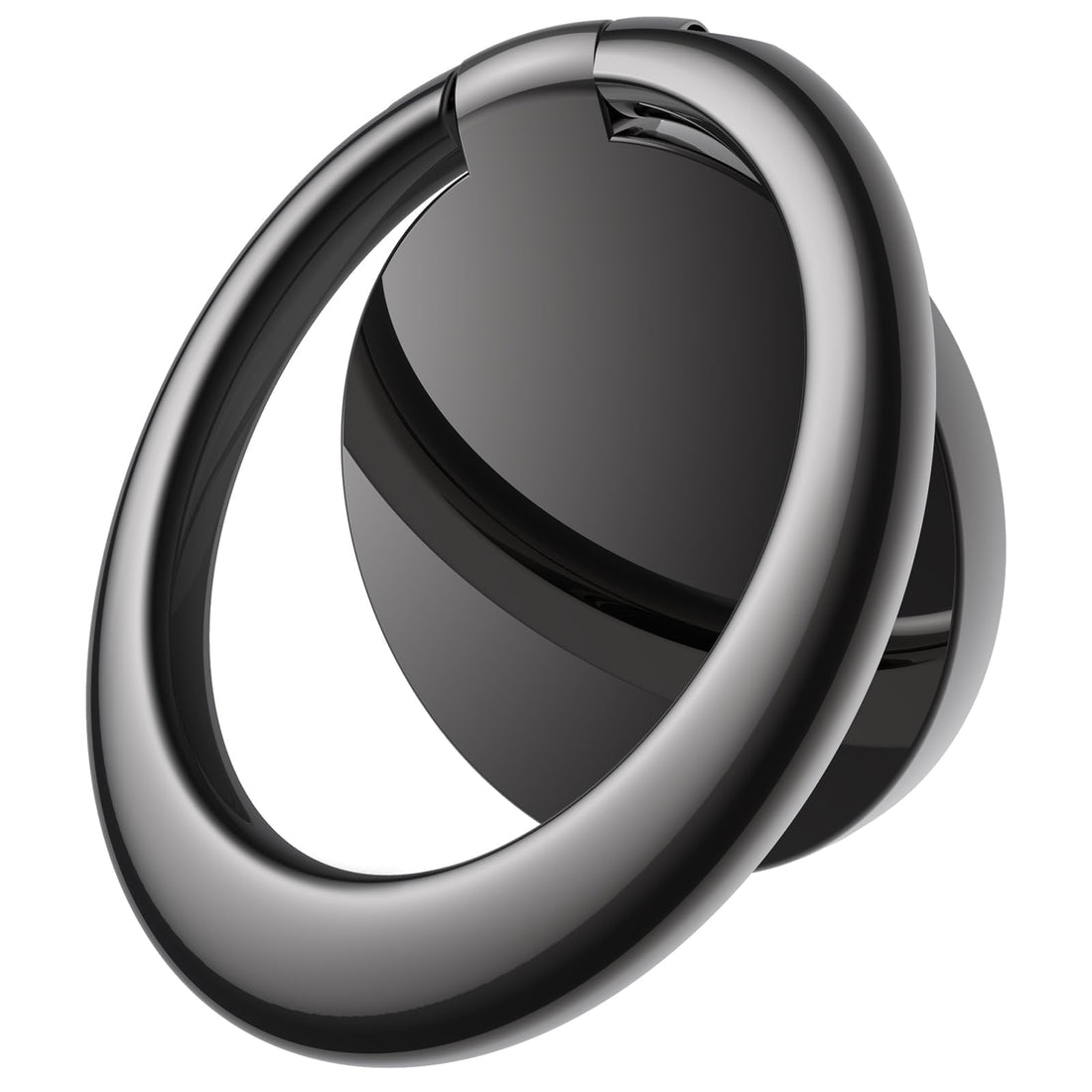 Two-Piece Cell Phone Ring Holder, 360-Degree Rotating Metal Finger Grip Adjustable Car Mount for Smartphones, (Black)