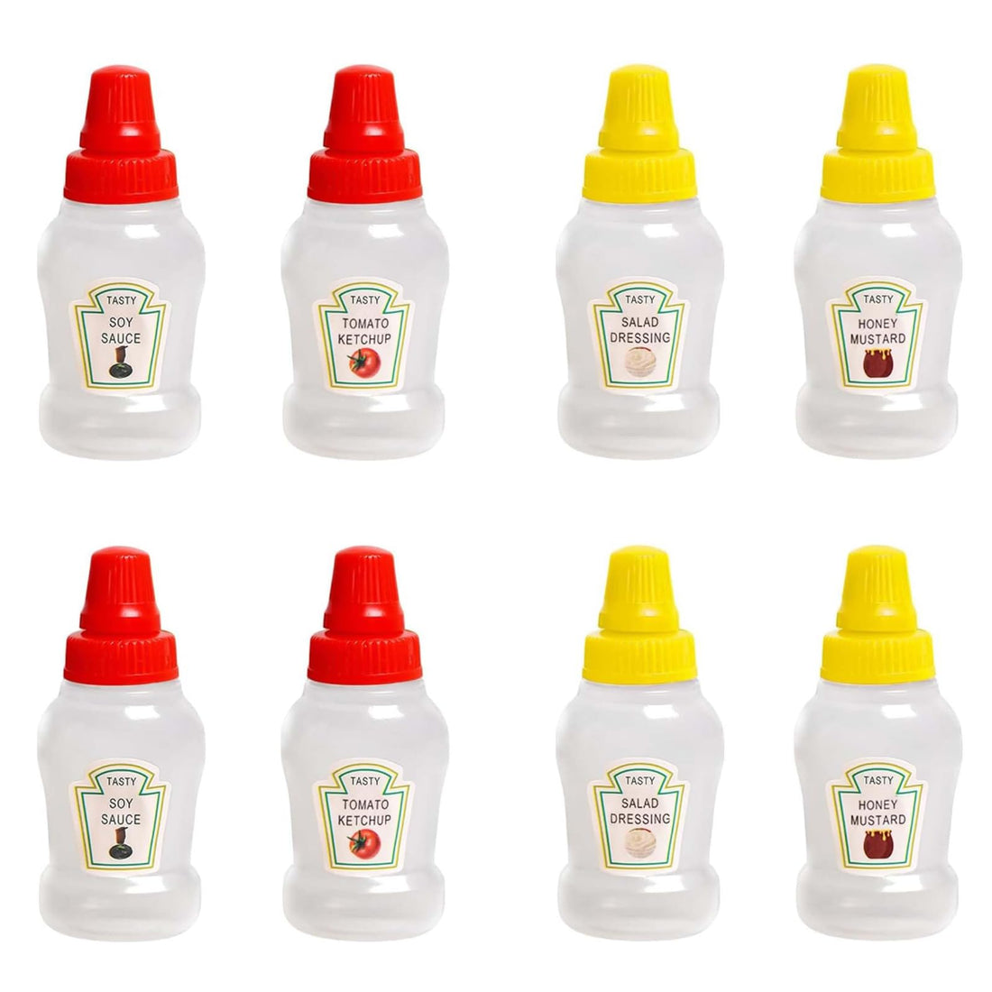 ZNDFTW 8 Pcs Mini Sauce Bottles, Sauce Bottle, ketchup bottle, Squeezy Sauce Bottles Portable Boxed Sauce Dispenser with Screw Lid for Picnic School Work BBQ, Picnic (Multicolor)