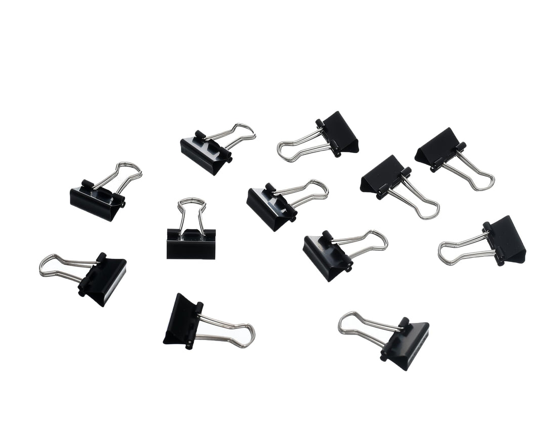 M&G Bulldog Clips, 15mm 12-Pack for Secure Paper and Note Organization, Black