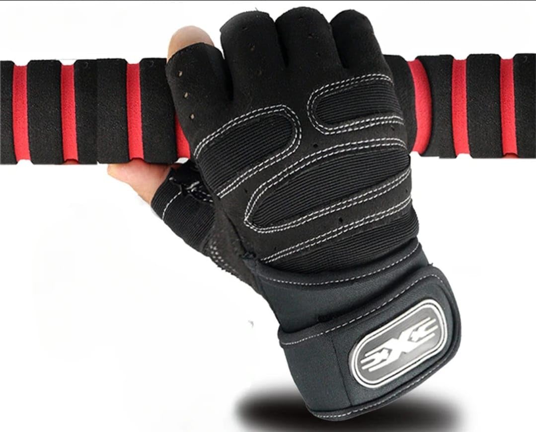 Fingerless Gloves, Half Finger Gym Fitness Gloves Anti-Slip Shock Absorbing Weight Lifting Gloves Dumbbell Gloves