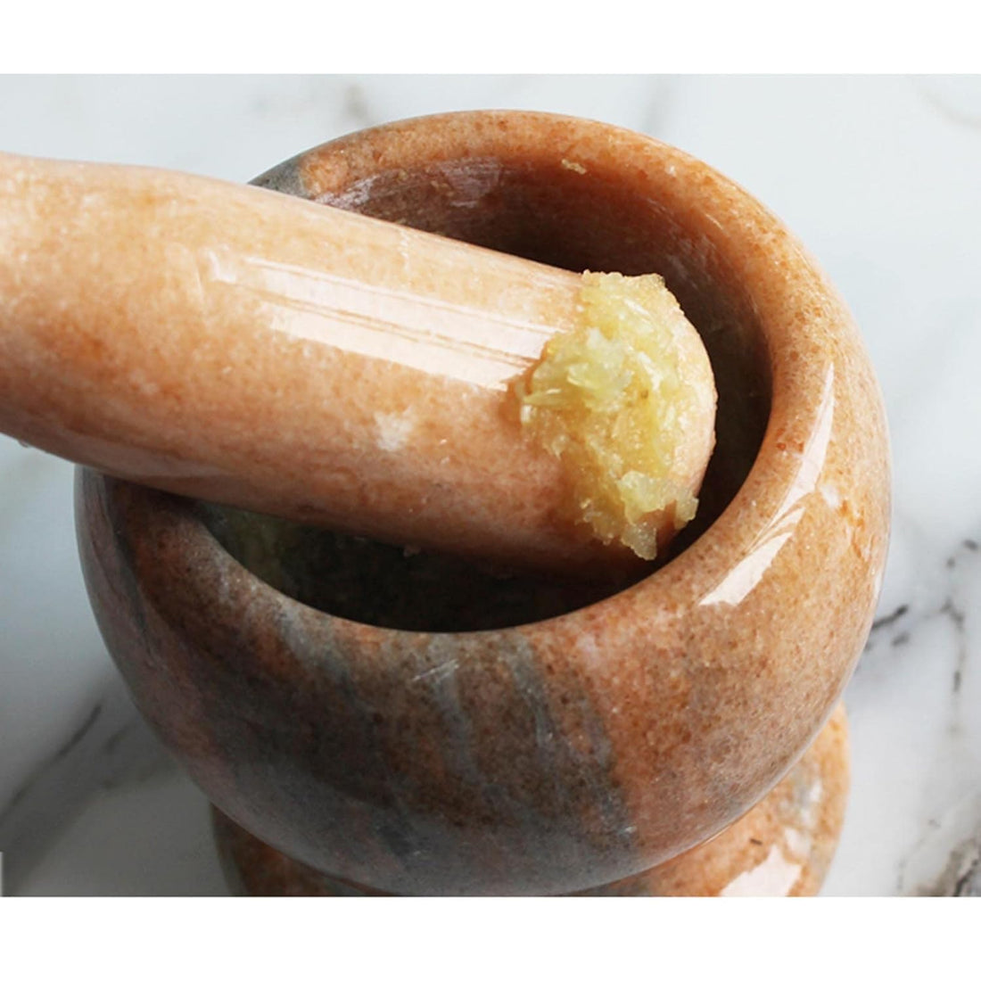 FASHION.HOME Marble Hand Spice Grinder – Premium Heavy Marble Mortar for Garlic Pepper Herbs and Herbs - Elegant and Unique Addition to Your Kitchen