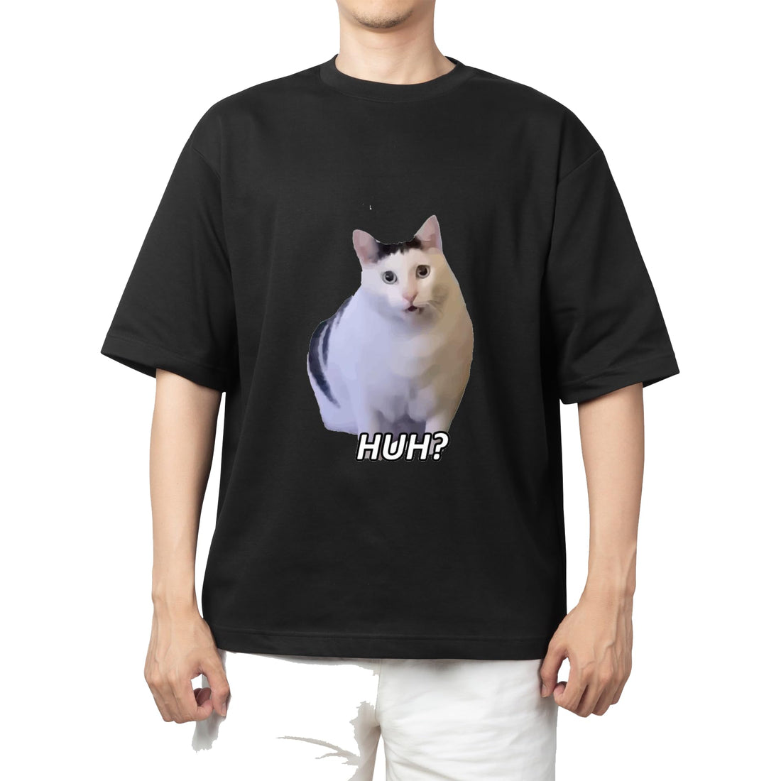 cat t-shirt oversize black 2 huh (XXL)