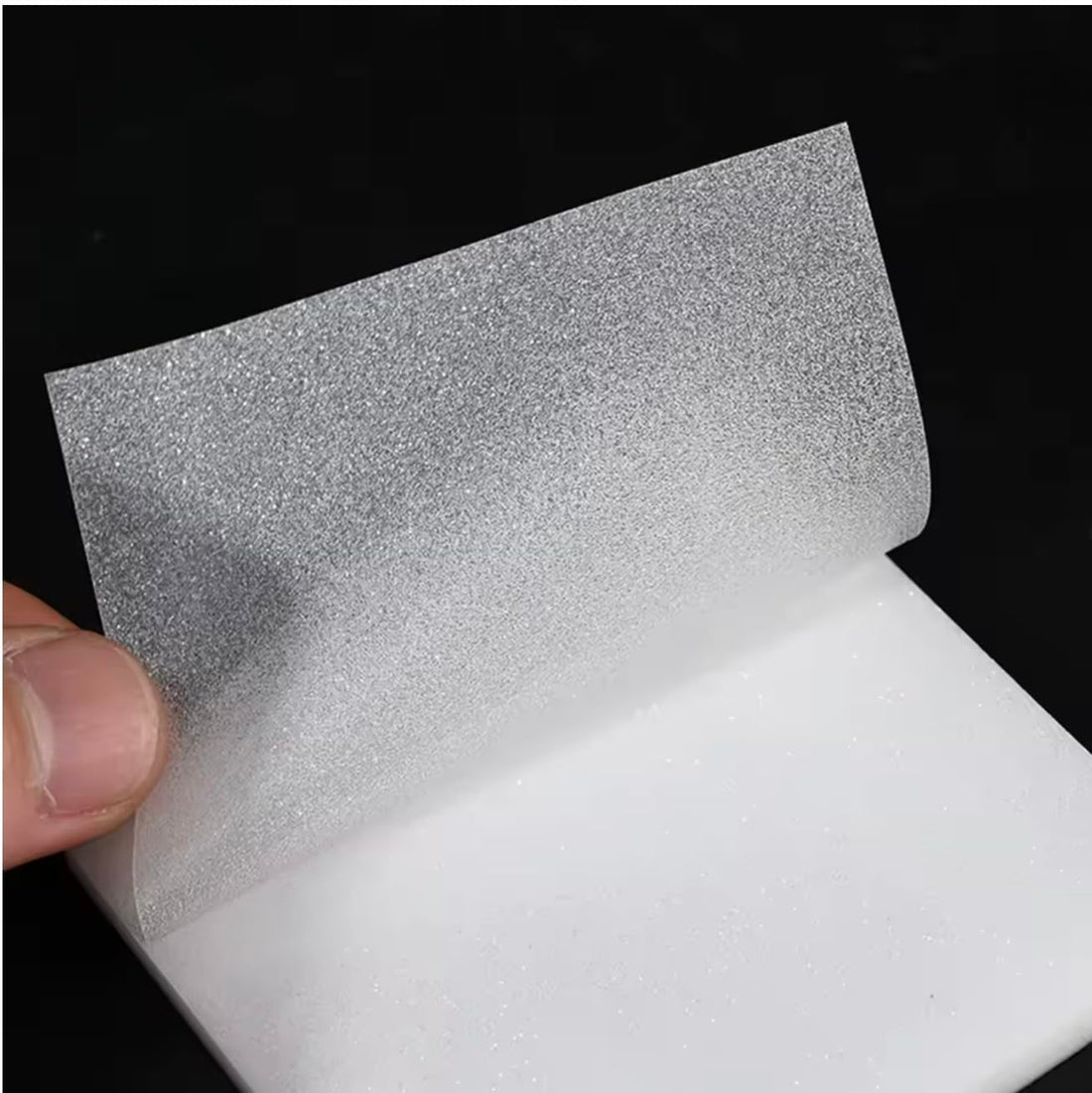 White Glitter Glow Sticky Notes - 50 Sheets PET Translucent 3" x 3" - Intense Gloss
