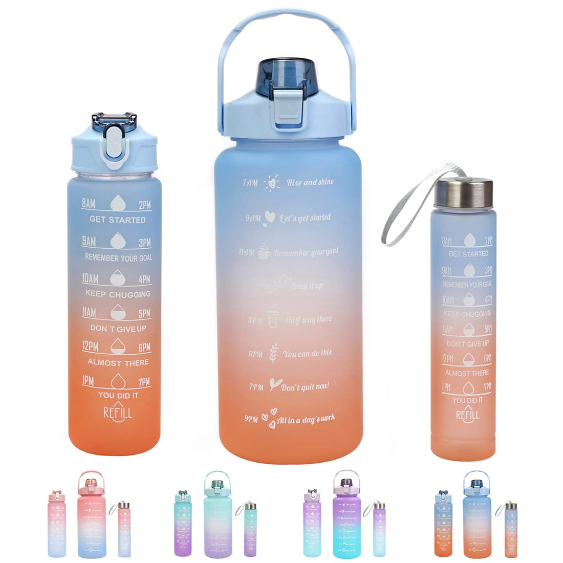 Motivational Water Bottle with Pipette, 64 oz Large Leakproof Half gallon 2 Liter Drinking Bottle for Sports, Gym and Travel, BPA Free - Multicolor