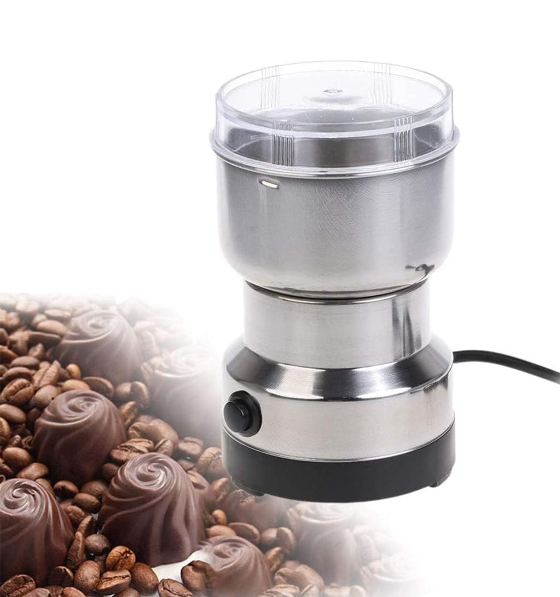 Downtown Electric Stainless Steel Coffee and Herb Grinder, 150W Power with 4 Blades for Spices and Nuts, Powerful Blade Grinder for Fresh Coffee Beans, Seeds and Dry Herbs at Home