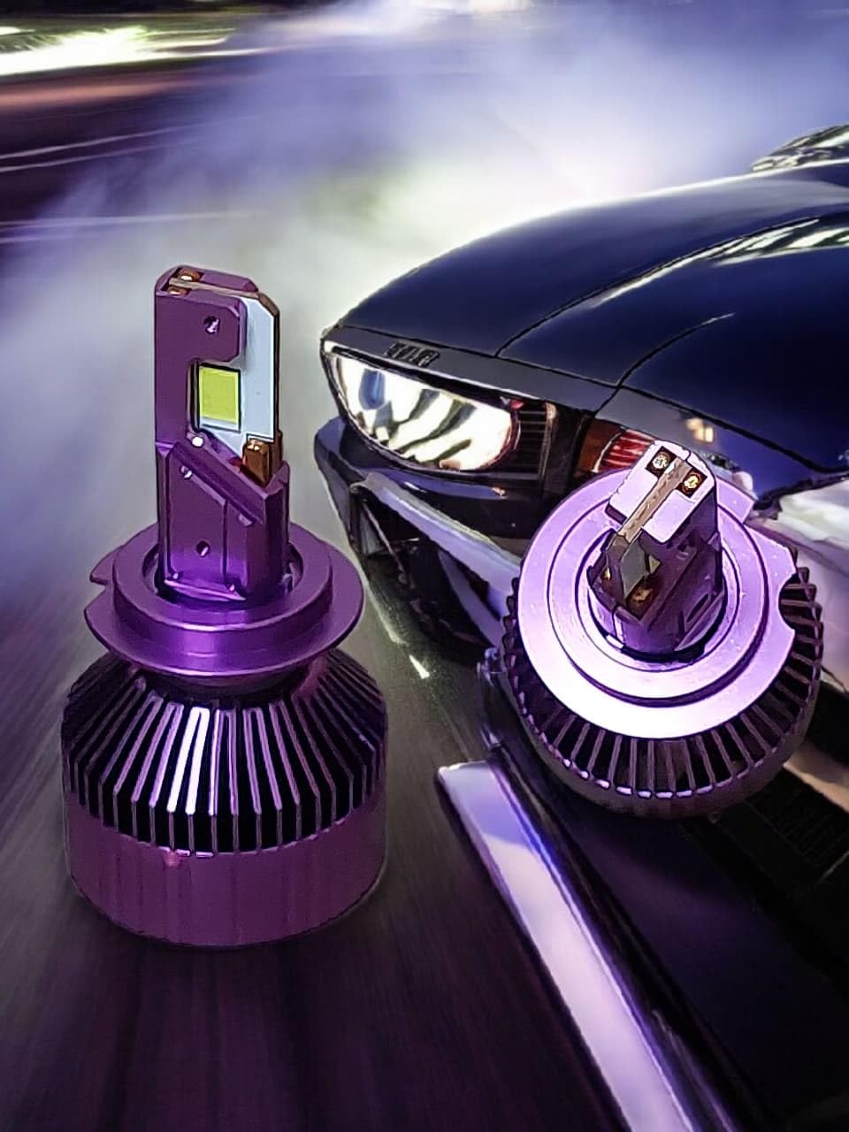 Premium Car Headlight LED 250W, 84000LM, 6000K, Purple, Zinc Alloy, Easy Install, Plug and Play, Heatsink, Turbo Coolant Fan,XS200 (H7)