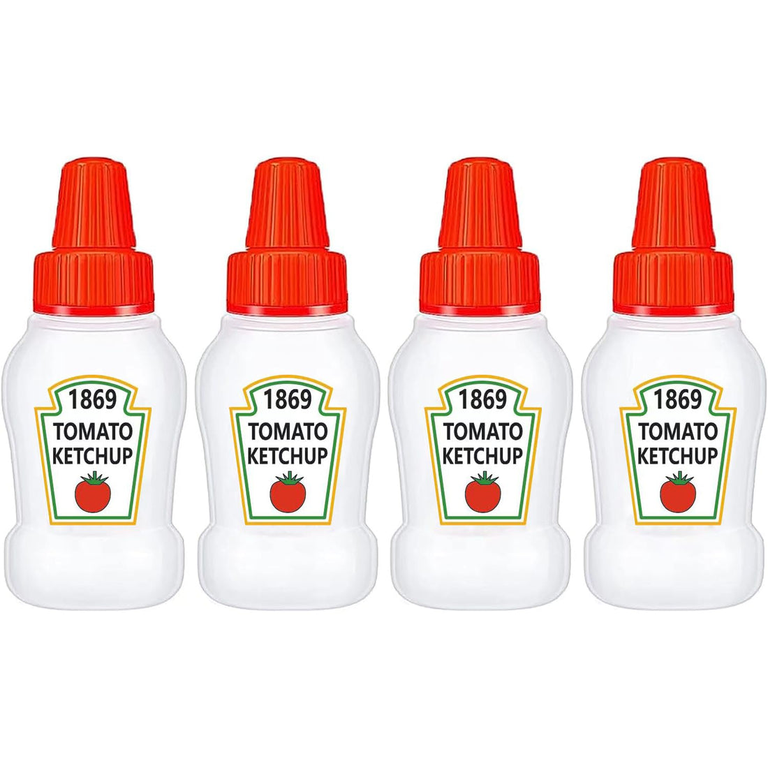 4 Pieces Mini Ketchup Bottle for Bento Box Accessories, 25ml Condiment Squeeze Bottles Empty Plastic Salad Dressing Container Tomato Ketchup Condiments Squirt Squeezable Jar for Sauces Syrup