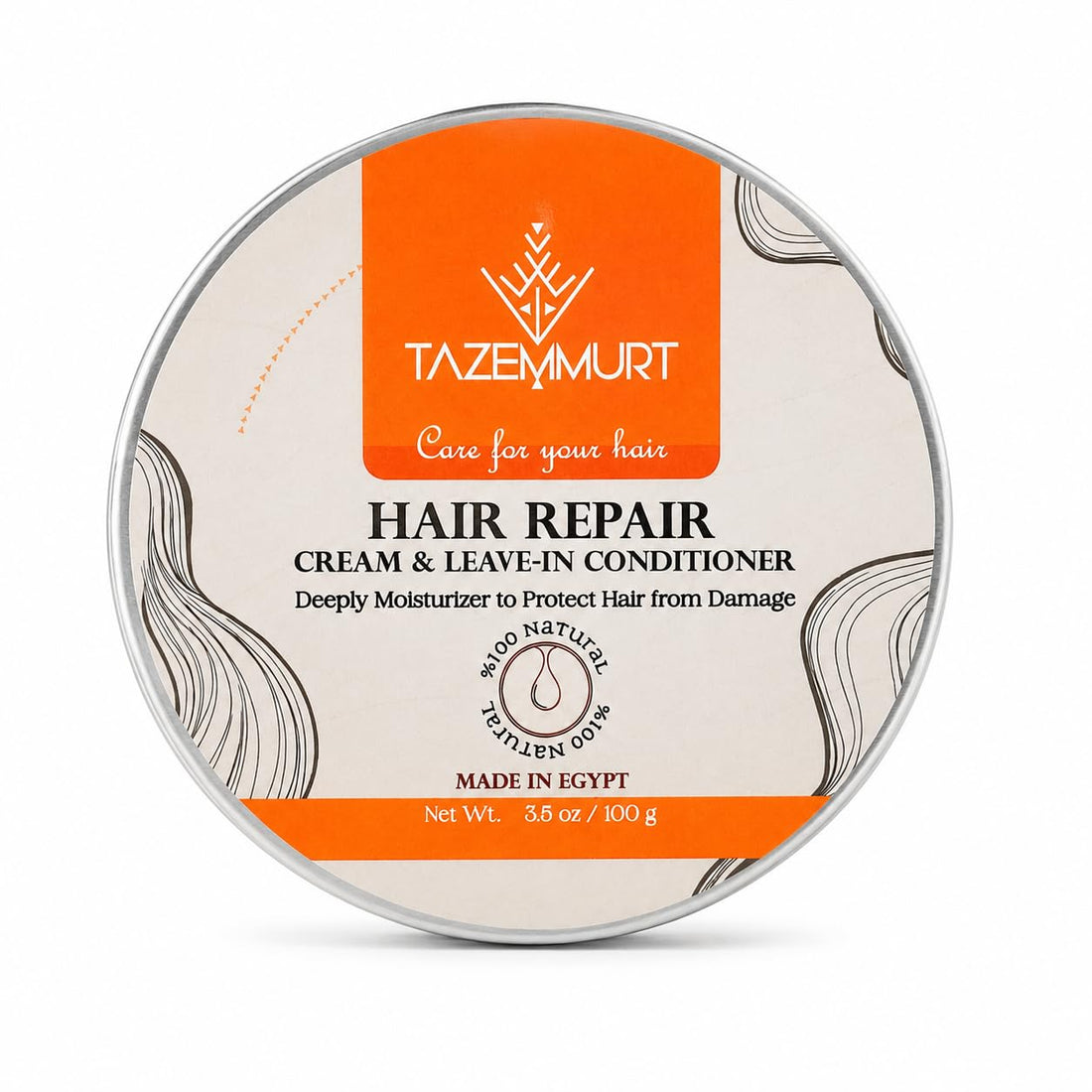 TAZEMMURT Hair Repair Cream & Leave-In Conditioner, Deep Moisturising, with Beeswax, Coconut Oil & Vitamin E, 100g
