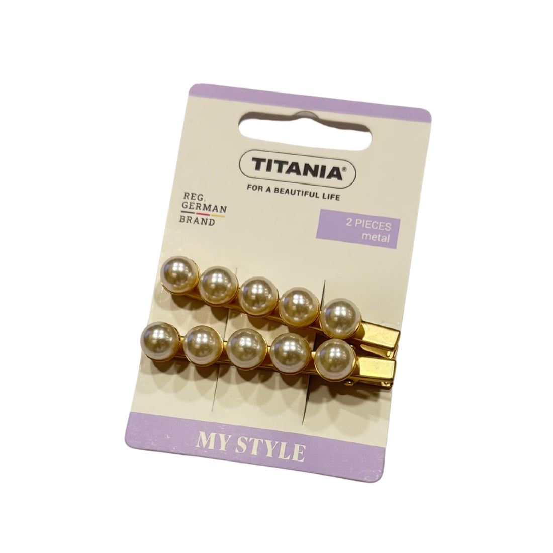Titania 8296 Metal Side Hair Clips 2-Pieces, 6 cm Length, Gold