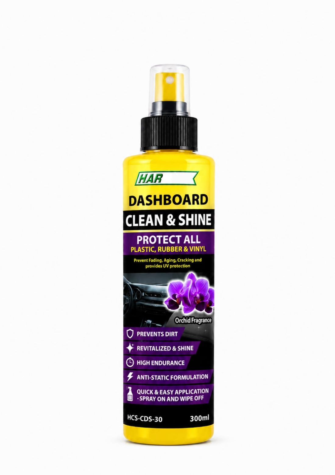 Dashboard Cleaner Spray Made in Malaysia Anti Dust Natural Shine for Plastic and Rubber 300ml Strawberry Scent (Orchid Fragrance)