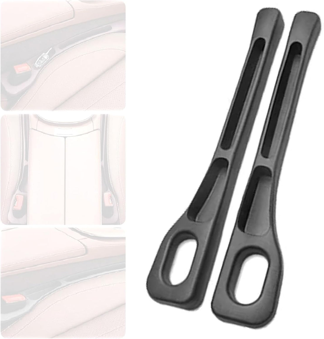 Car Seat Gap Filler Organiser with Phone Holder, 2 Pieces, Black, Universal Fit, Waterproof, 16x2.5x1.2 Inch, for Most Cars and Trucks