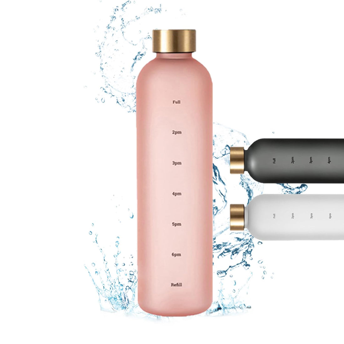 Water Bottle, 1 Litre Water Bottle, Leak-proof Water Bottle, BPA-Free Sports Bottle, Time Marking Water Bottle, Sports Bottle for Bicycle, Camping, Yoga, Gym