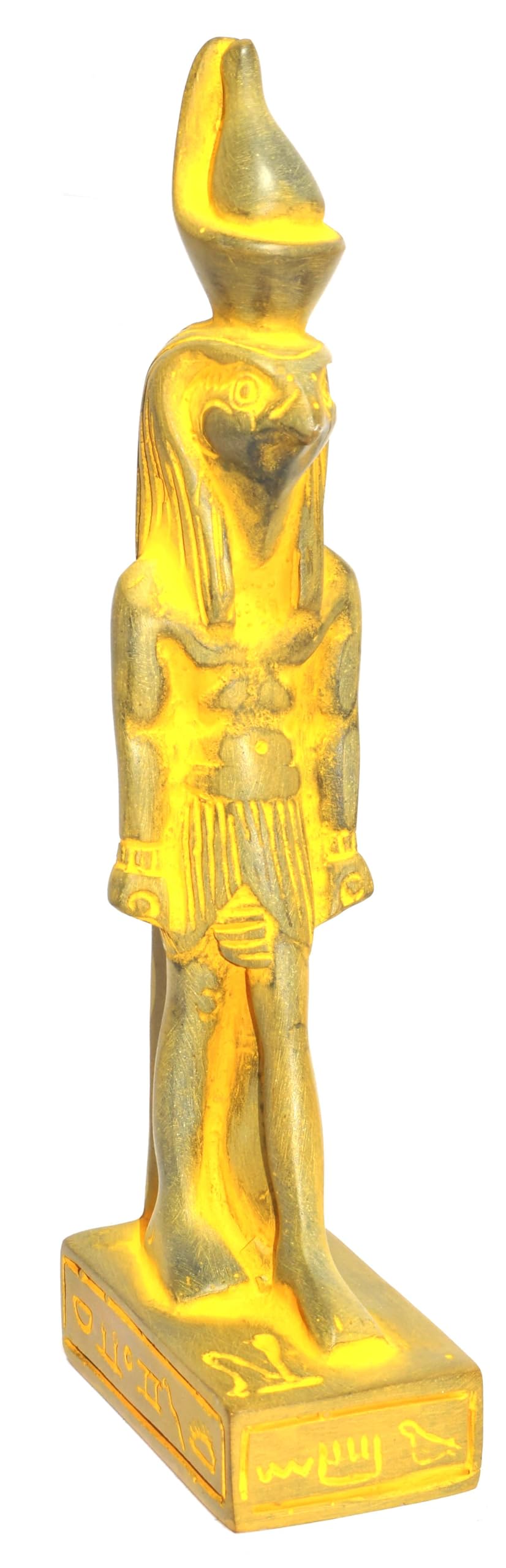 immatgar pharaonic Statue figurines for Home Décor ancient Egyptian souvenirs gifts handmade Home decor collectibles Sculptures (Horus 1 - Yellow - 18.5 CM long)