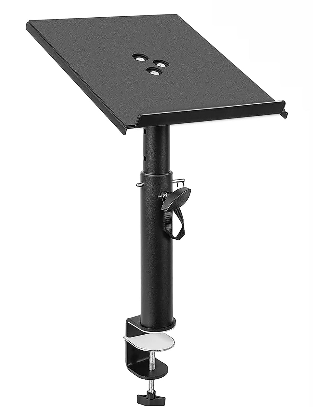 OUUTMEE Desktop Clamp Desktop Speaker Stands - Clamp-on Speaker Stand Desk Mount Set, Height & Tilt Adjustable Studio Monitor Stands (0-12° Angle) for Bookshelf Speakers, Laptops & Projectors(1 Pack)