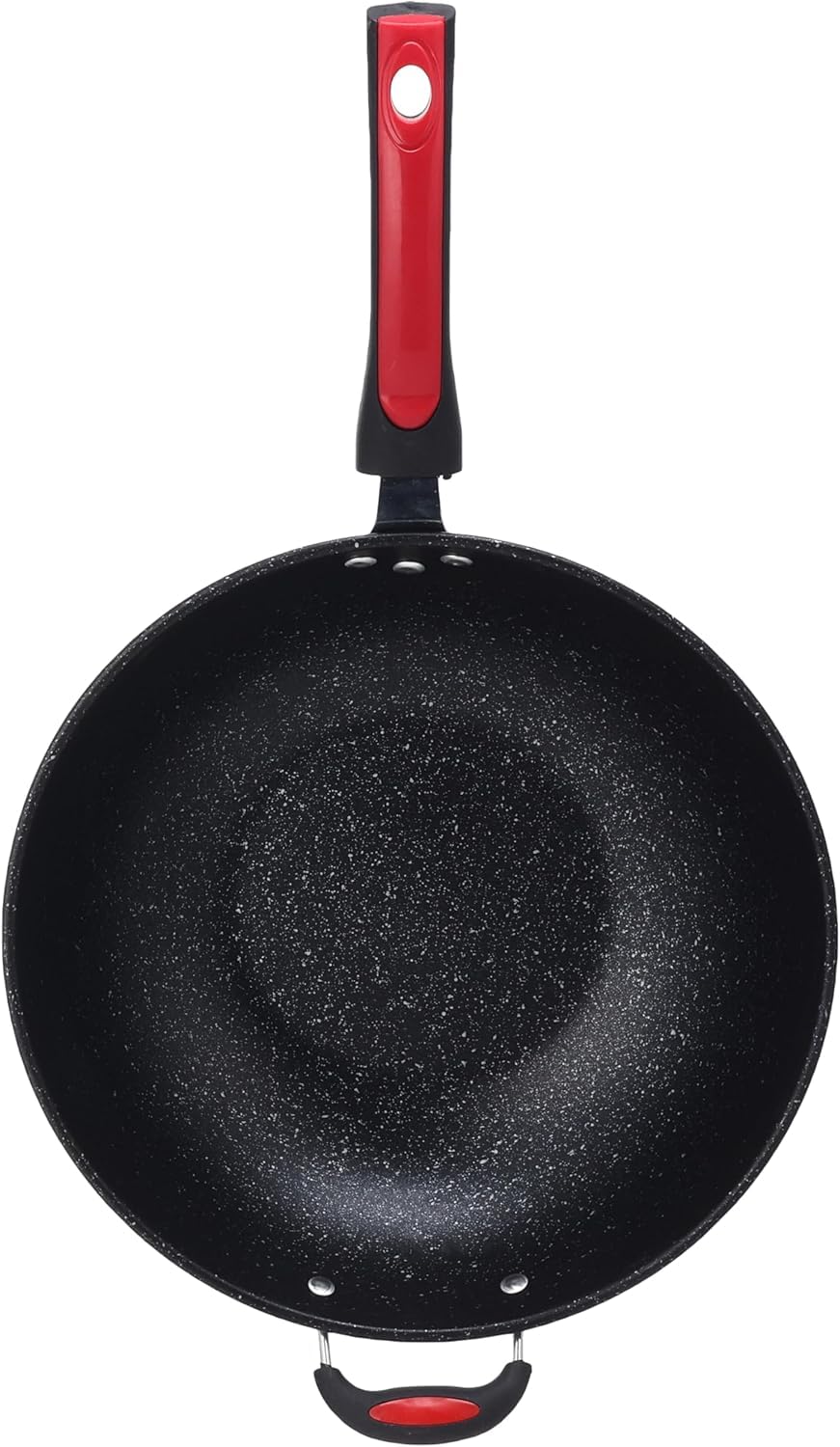 Extra Large Wok Pan 32cm Nonstick Deep Skillet – Heavy Duty Steel Frying Pan for Shawarma, Sausage, Chicken & Vegetables – Family Size Cooking Wok with Easy Clean Surface