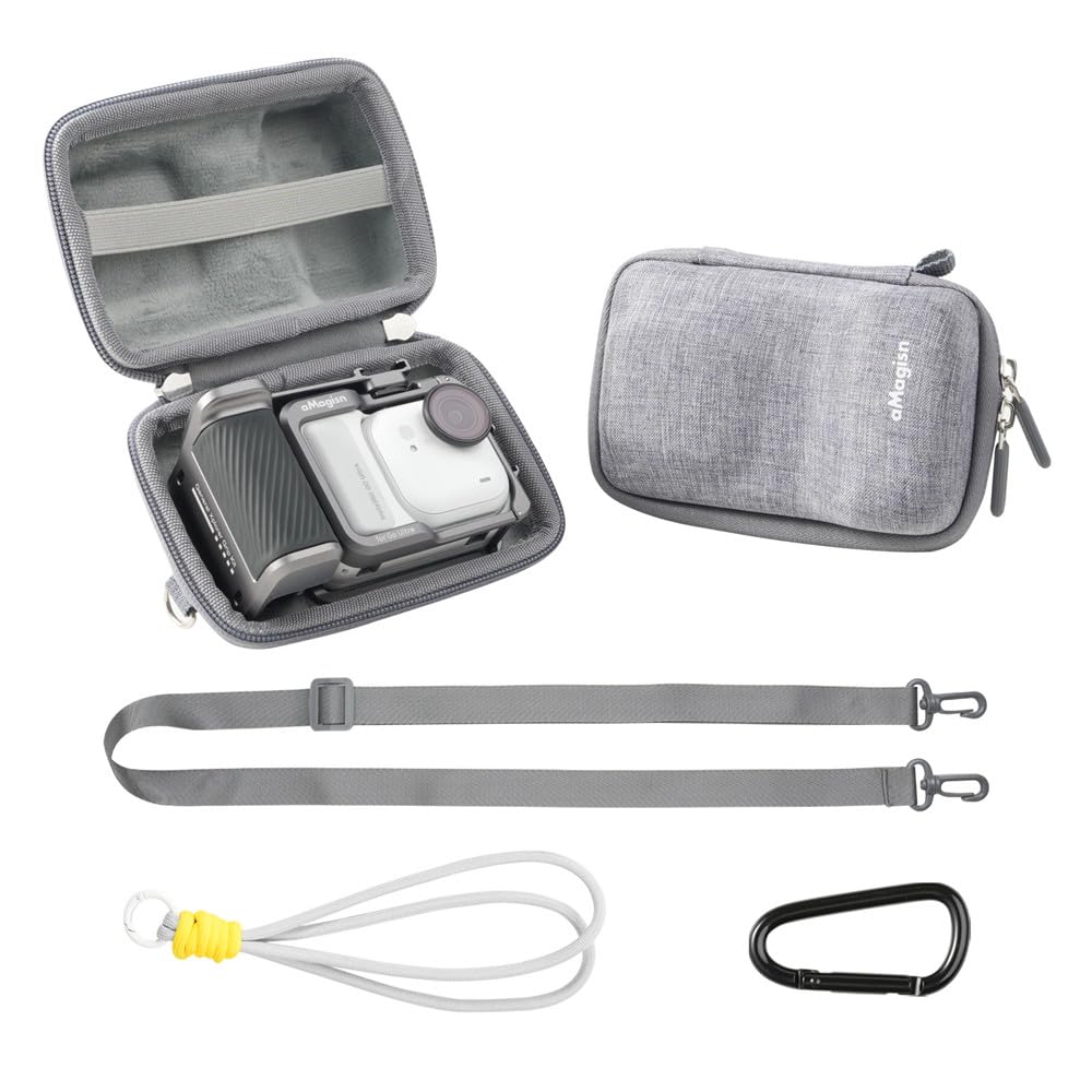 eWINNER Carrying Case for DJI Osmo Action 6/5 Pro/4/for Insta360 GO Ultra/Ace Pro 2/Ace Pro/for GoPro Hero 13 12 Series Camera Street Photography Set with Shoulder Strap Wrist Strap and Metal Buckle