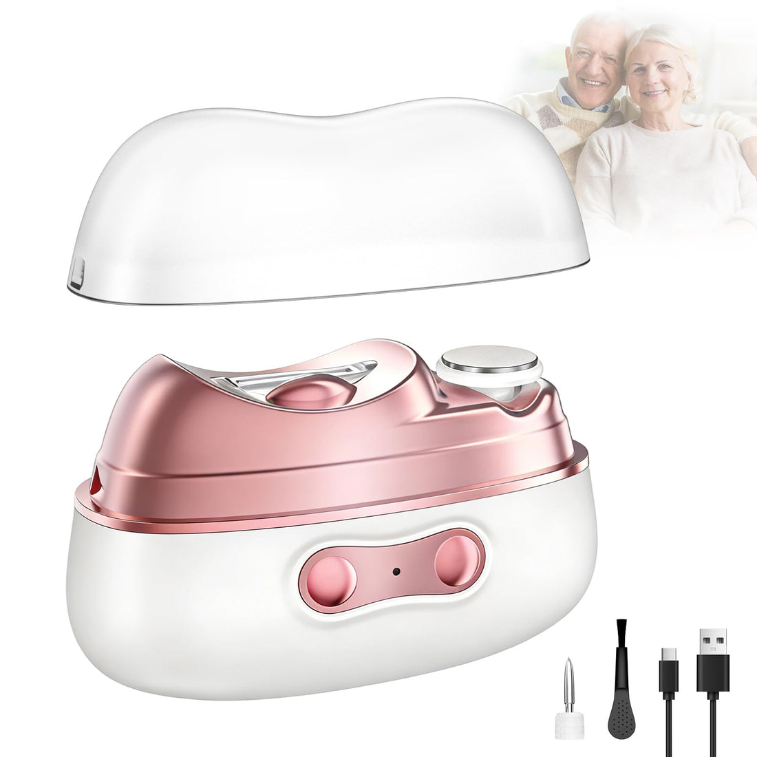 2025 Upgraded 4-in-1 Electric Nail Clipper for Seniors Adults Kids, Automatic Nail Trimmer with 3 Speeds, LED Light & Nail Debris Storage, Rechargeable Electric Toenail Clipper for Thick Nails
