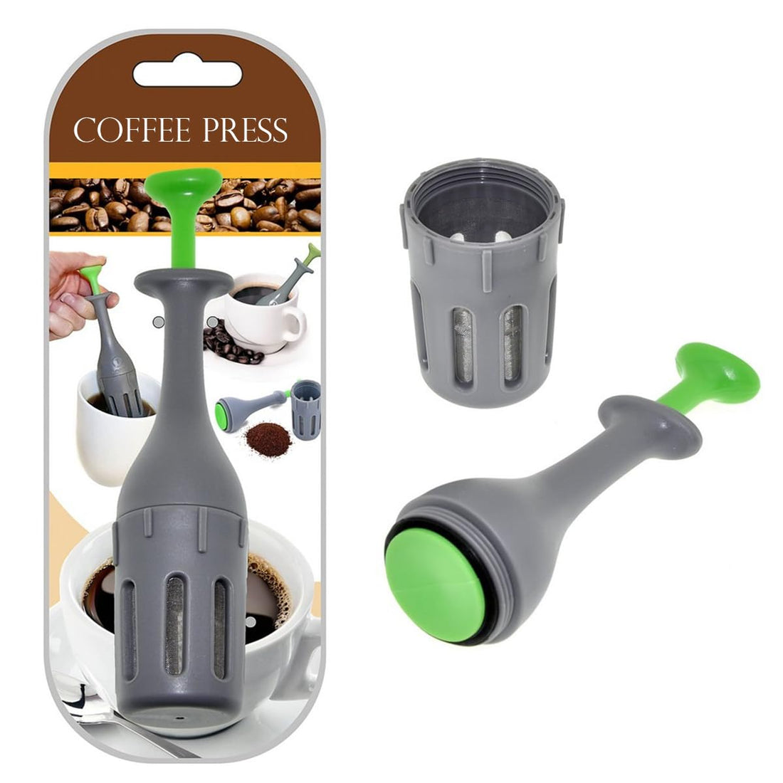 Tea Strainer for Tea, Coffee Press with Plunger - Integrated Colander - Reusable - No Cup Deposit - Tea Ball