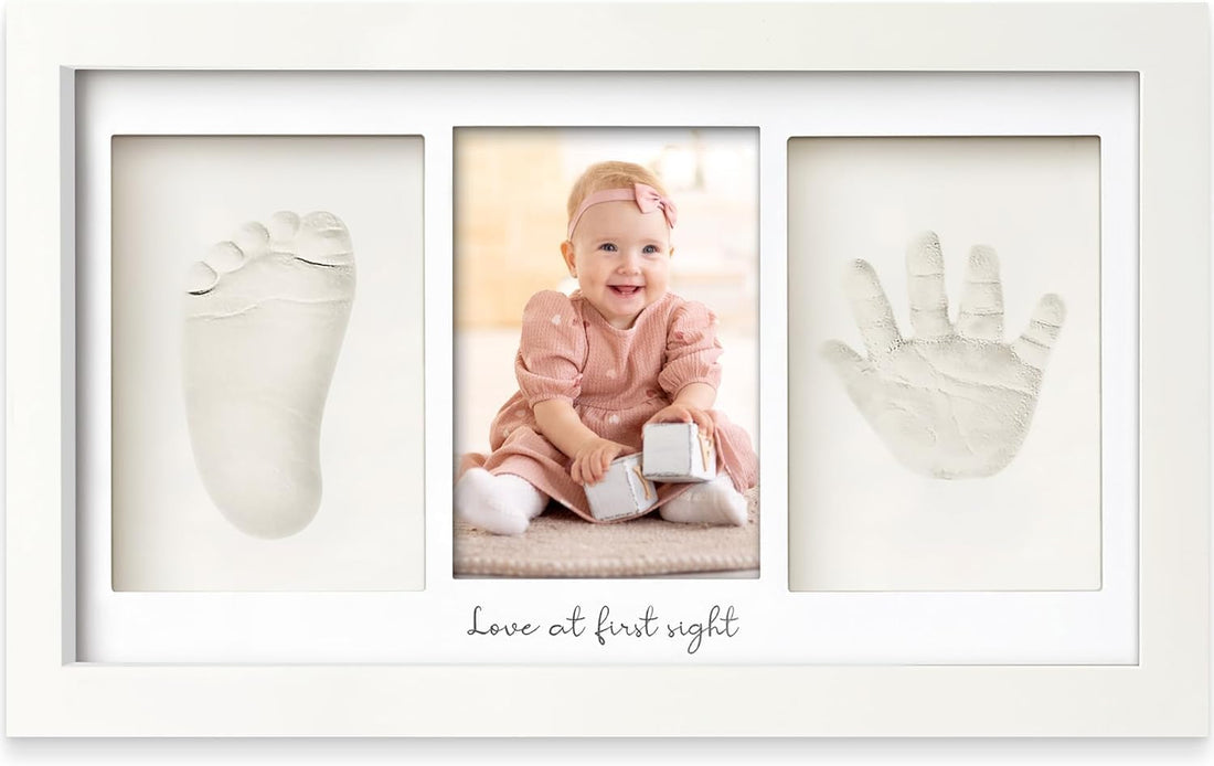 SKY-TOUCH Baby Handprint and Footprint Frame Makers Kit,Newborn Baby Prints Photo Keepsake Frames,Memory Art Picture Frames for Baby Registry,as Souvenir of Child's Birth,Memory Art Picture,White