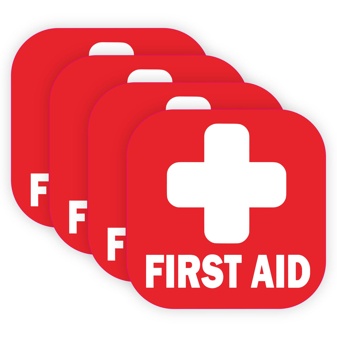 First Aid Box Sticker (4 Pcs) – Strong Adhesive, Durable, Waterproof – Ideal for General Identification and Labeling Purposes