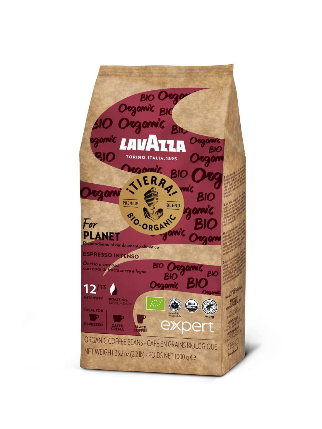 Lavazza iTierra Bio Organic for Planet 1KG whole Espresso Beans