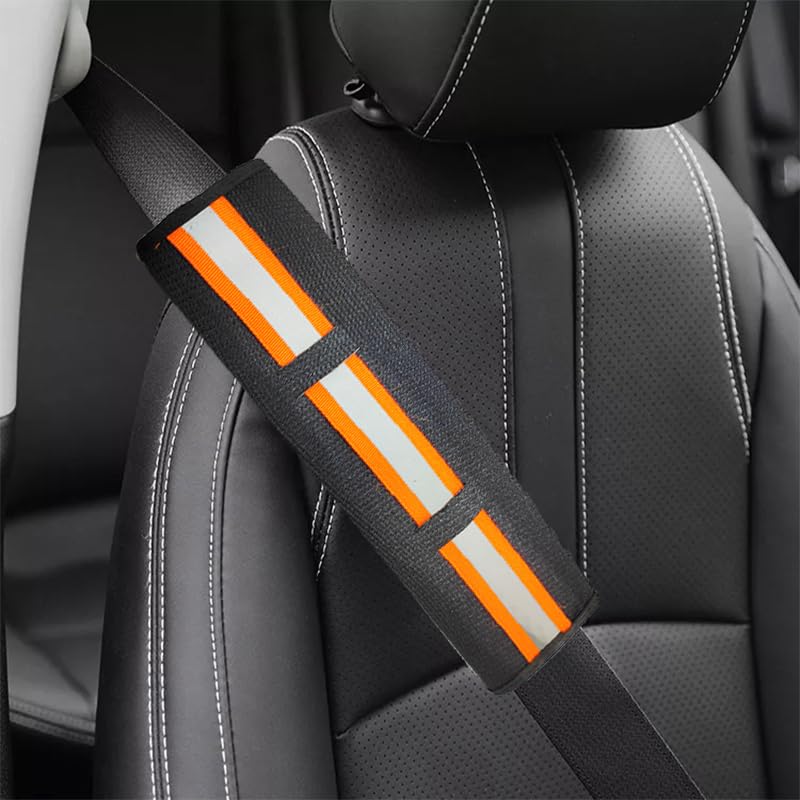 KaberTrade Bling Car Seat Belt Shoulder Pads, Car Seat Belt Covers with Diamond Crystals, Car Decor Accessories for Women and Men (2 Pcs, Black Reflective Strip, Code:9162)