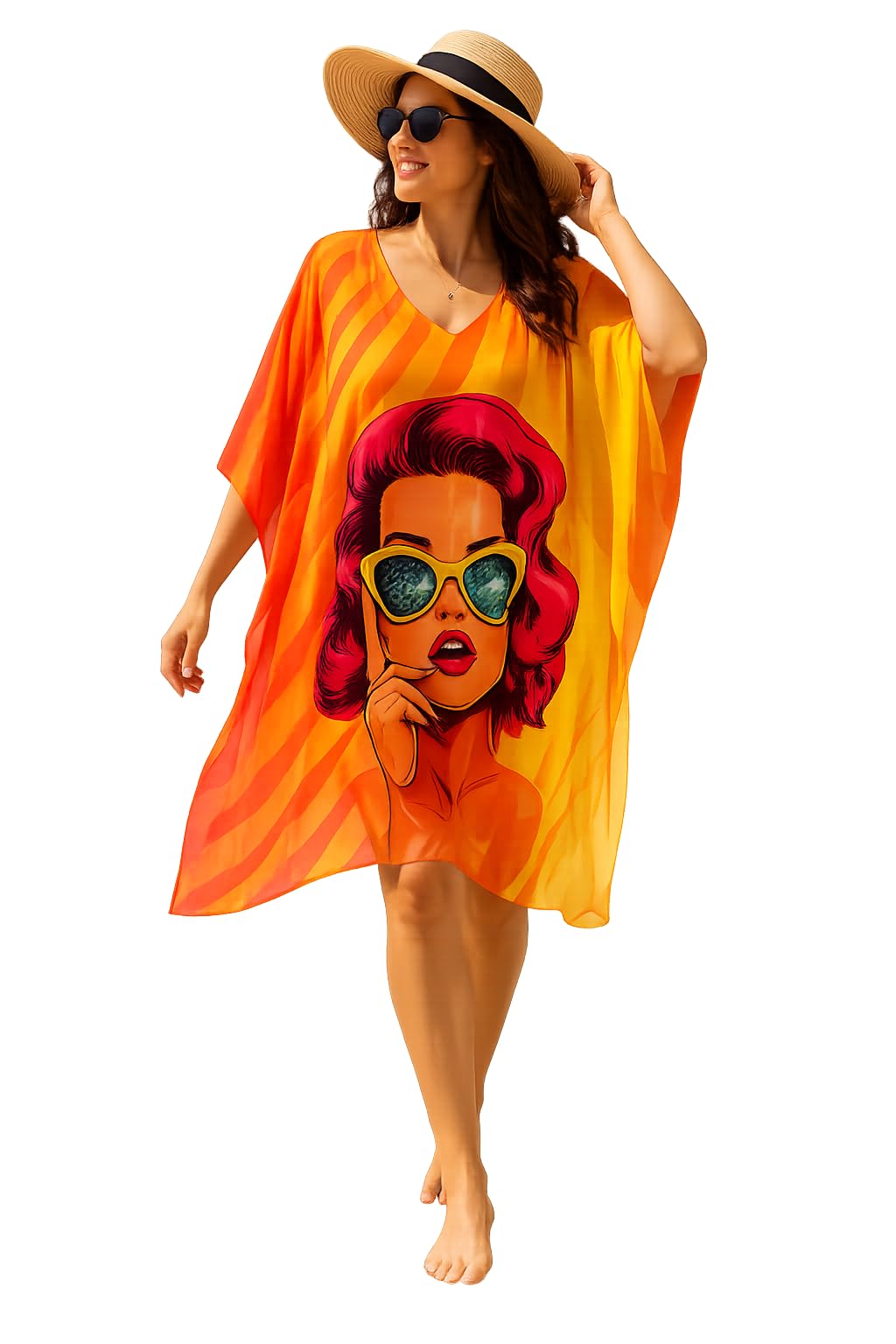 Women's Swimsuit Cover Up, Flowy relaxed Dress for Beach, Pool, Vacation, Lightweight Breathable chiffon Fabric