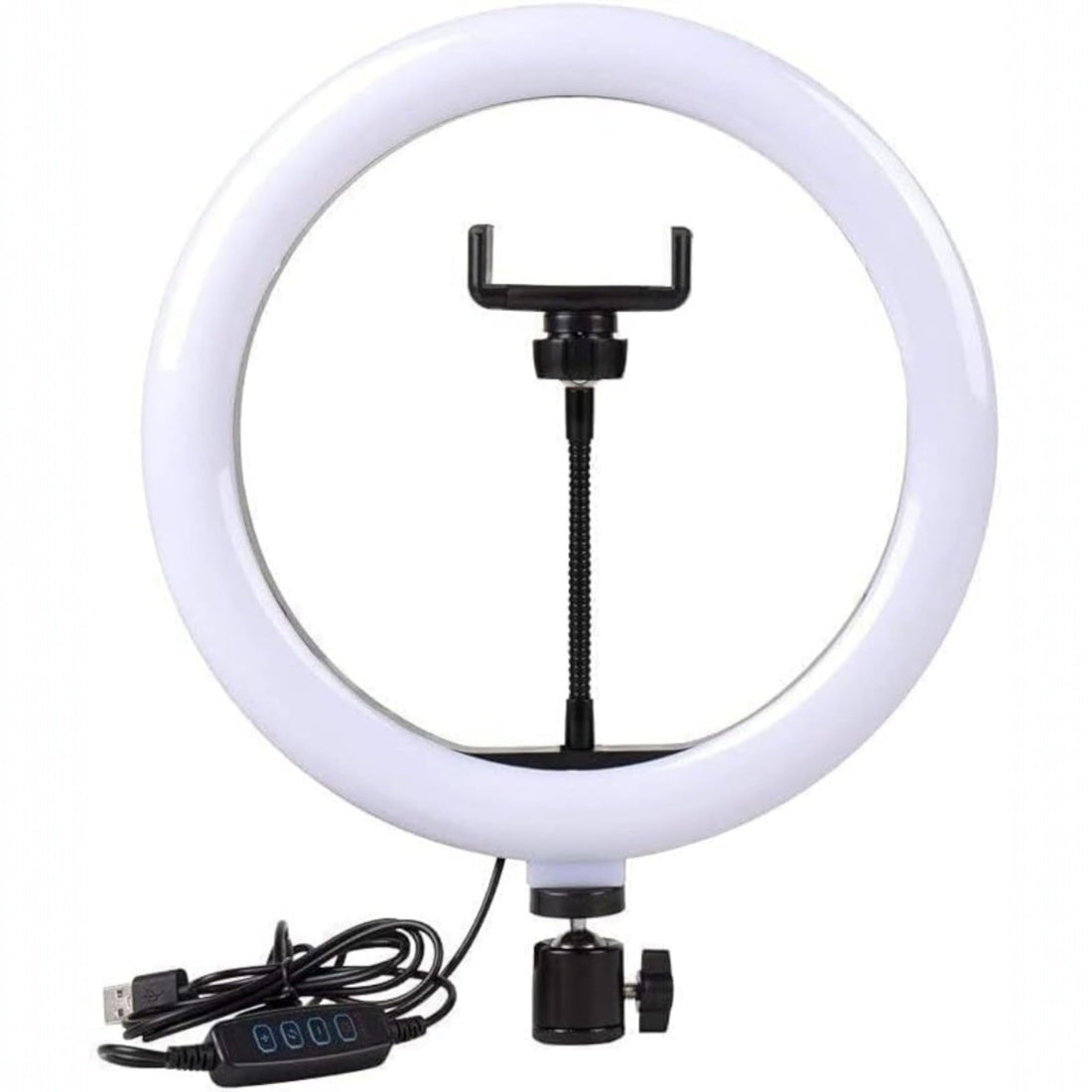 13 Inch LED Ring Fill Light with Adjustable Phone Holder, Flexible Tripod Mount, Multiple Colour Temperature Modes, USB Power, for Photography, Video Recording and Live Streaming