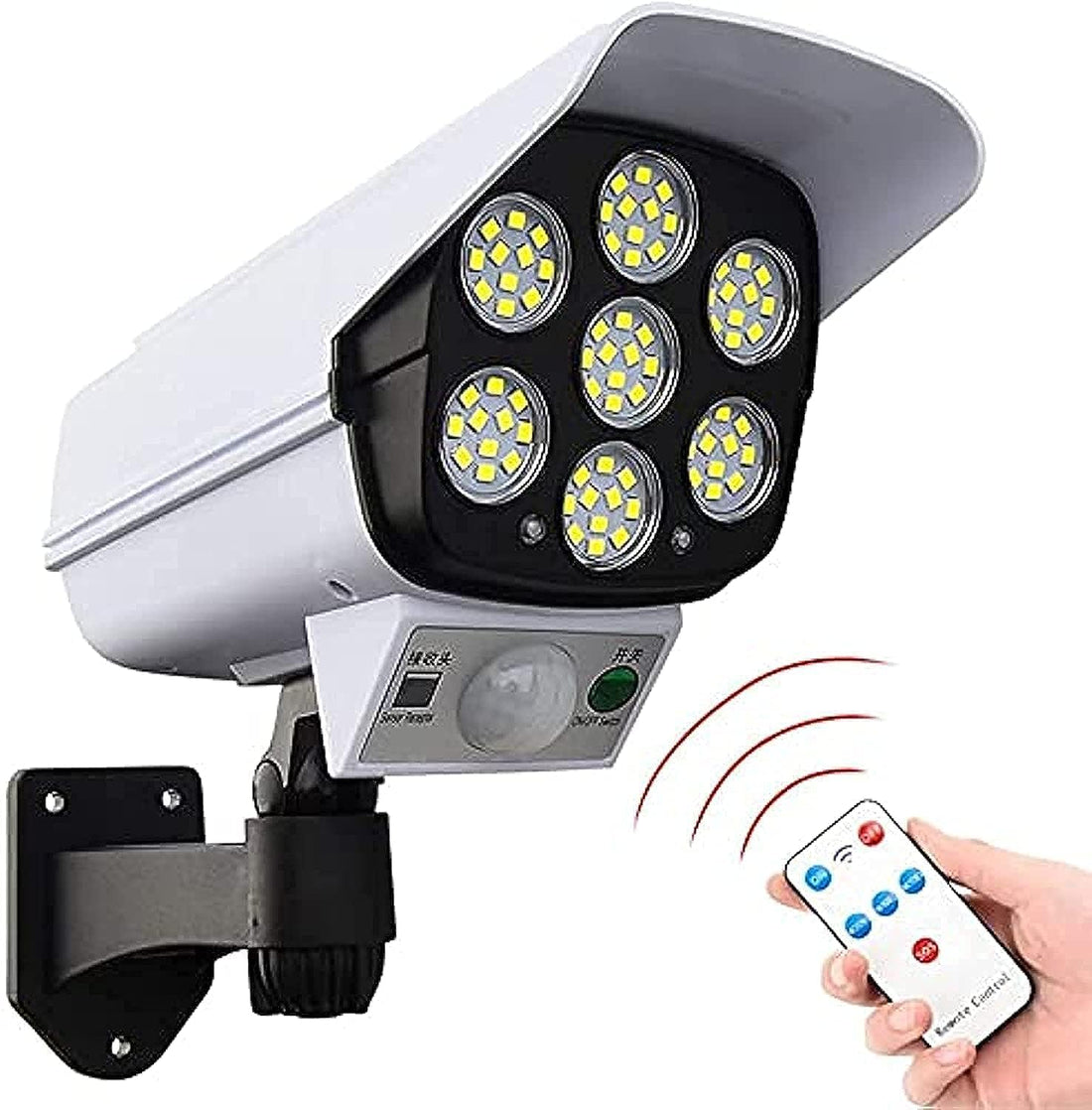Solar Lights Outdoor, Solar Motion Sensor Wall Lamp, IP65 Waterproof, Fake Surveillance Cameras, LED Flood Light for Courtyard, Street, Garden