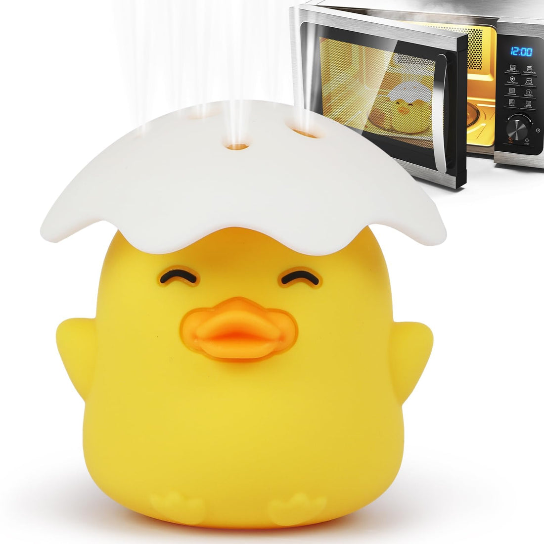 Microwave Cleaner, Steam Cleaner for Microwave, Cute Duck Shape, Add Vinegar & Water to Easily Clean, Softens Dirt in Minutes, Safe and Reusable, Fun Kitchen Gift (Yellow)