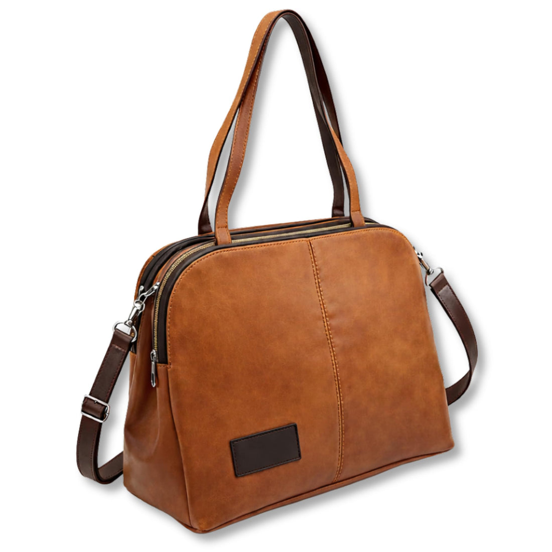 AYSLE 1655 Women’s Leather Top Handle Shoulder & Crossbody Bag | Dual-Tone Handle Design | Multi-Zipper Pocket Handbag | 30×37×15 cm | 12 Colors