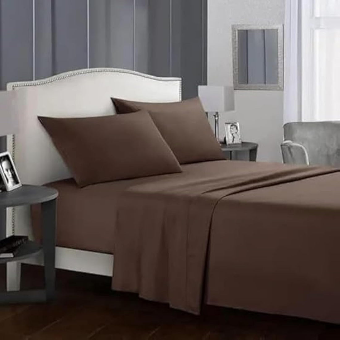 Snooze Microfiber Flat Bed Sheet Set 3pcs (Brown, 220 * 240 cm)
