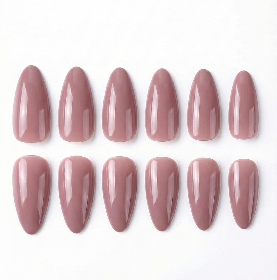12 Pieces False Nails Set - Classic Almond Design with Strong Glass Shine - Quick Application Nails Natural and Elegant Look for Occasions and Daily Use (Cashmere)