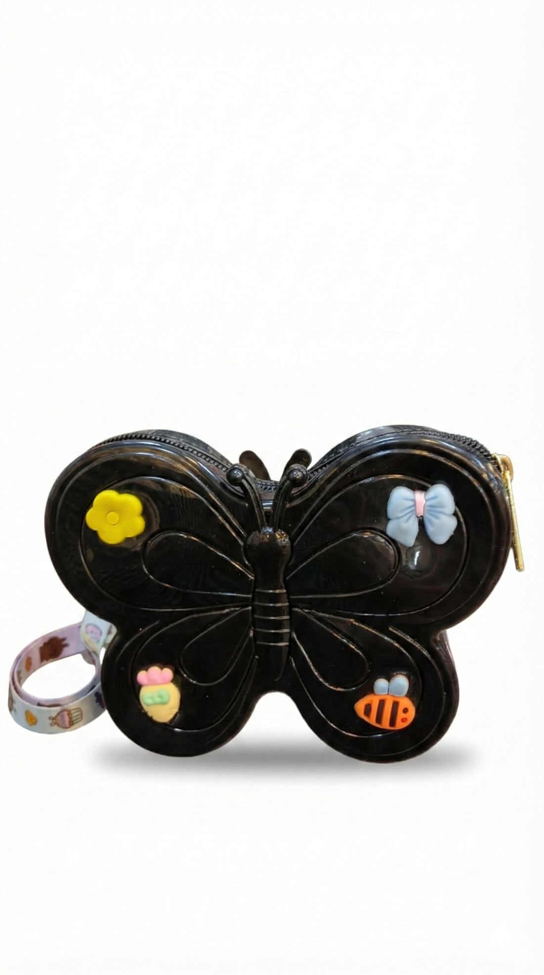 Nopatia Butterfly Clutch - Cute Cartoon Silicone Wallet - Durable Zipper Assorted Accessories Organizer Storage Bag (Black)