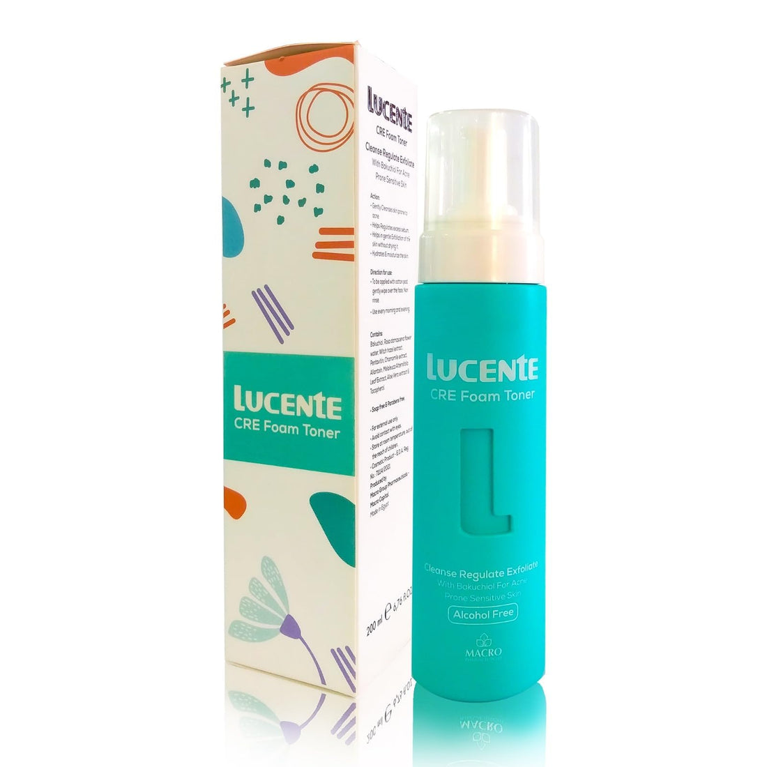 Macro Lucente Cleanse Regulate Exfoliate Foam Toner For Acne Prone Sensitive Skin Alcohol Free 200ml