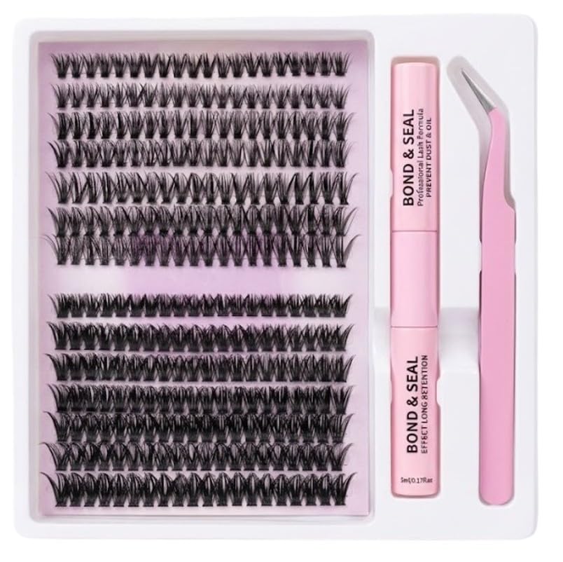 240pcs Lash Clusters Individual Lashes Eyelash Extension Kit D Curl Volume Cluster Eyelashes with Lash Bond and Seal and Lash Tweezers,(40D (40P+60P-9 TO 13MM-MIX)